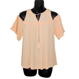 Hollister Light Peach Cold Shoulder Blouse